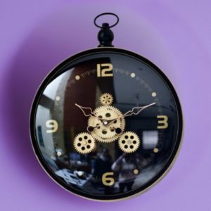 Vintage Industrial Pocket Watch Style Wall Clock - Exposed Gears