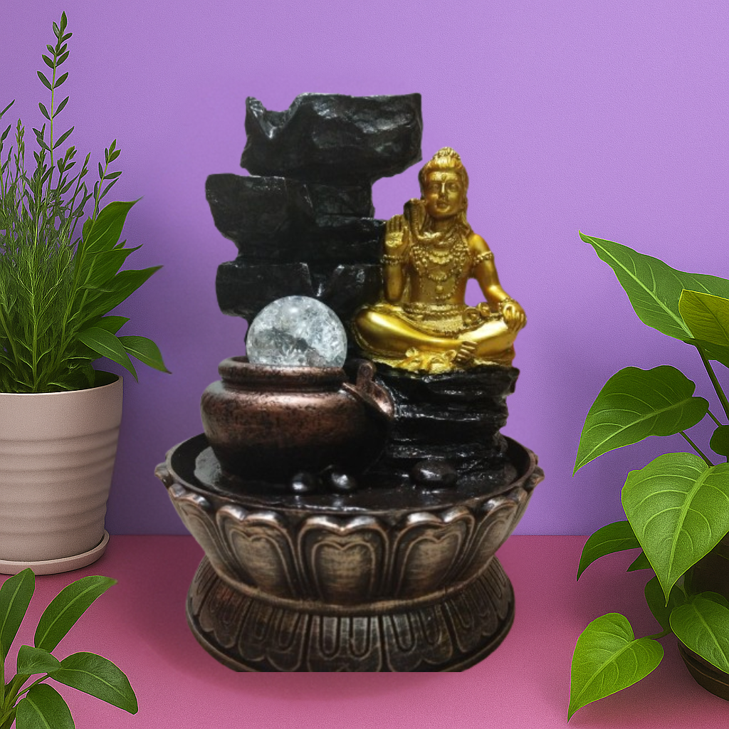 Indoor Lord Shiva Tabletop Water Fountain - Spiritual Home Decor